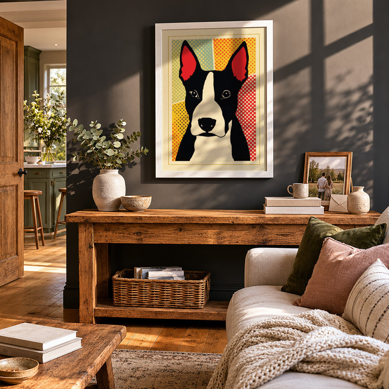 Portrait Dog Pop Art - Framed Print, A2 - 59.4 x 42.0 cm, White