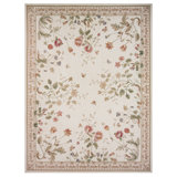 Flatweave Wool Floral Area Rug