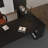 Black L-Shaped Solid Wood Executive Desk, Office desk-158748676-158748679
