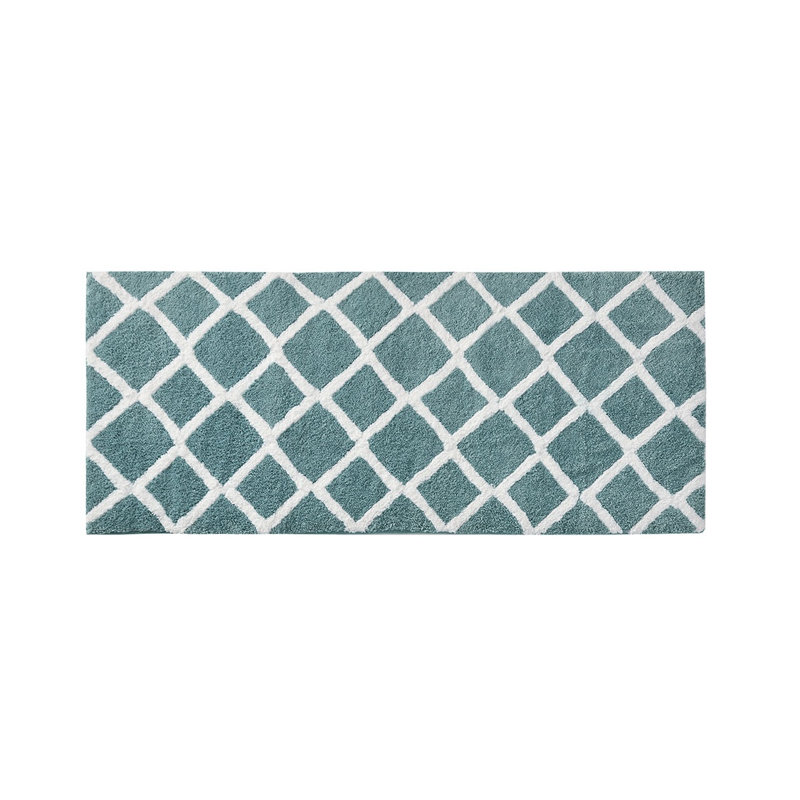 Tapis pour salle de bain réversible touffeté à poils longs, microfibre turquoise, 60 po x 24 po