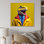 Jaune et bleu, premier dinosaure à la mode - art de mur de dinosaure