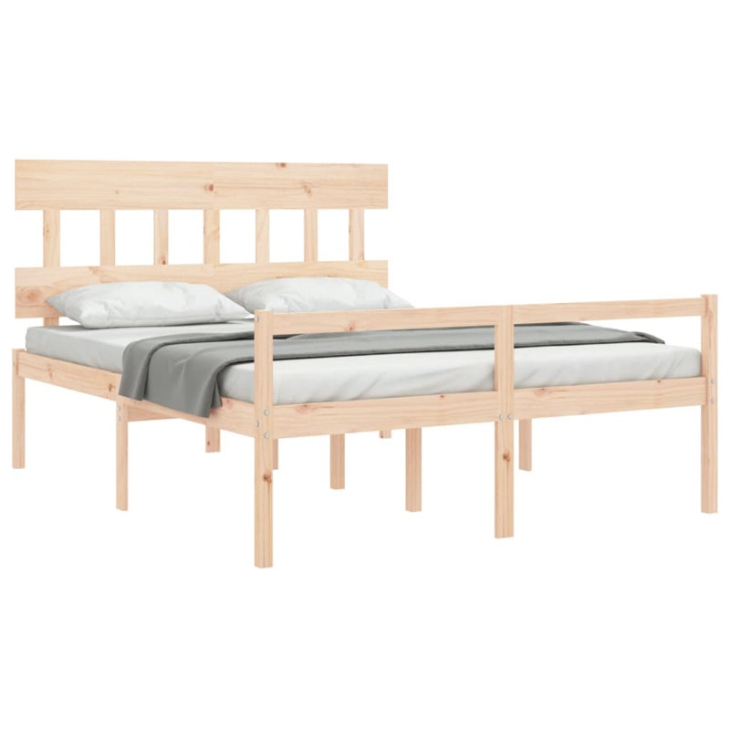 Anniki Solid Wood Bed, Brown, European Kingsize (160 x 200cm)