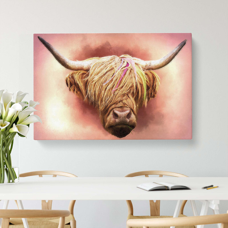 Head Of A Highland Cow In Abstract by Adam BG - Wrapped Canvas Print, 35cm H x 50cm W x 3cm D