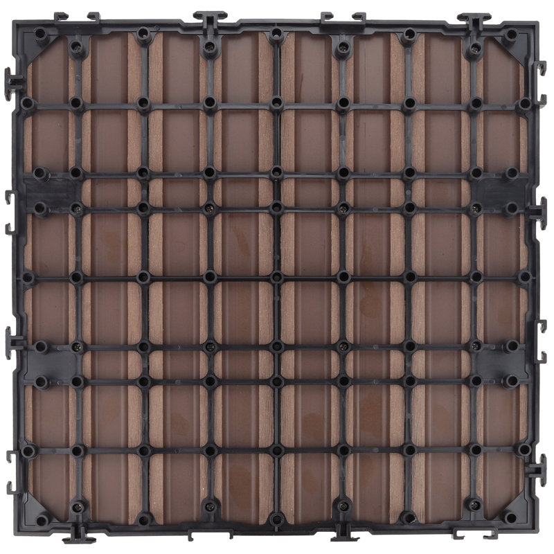 Russet Canyon Brown Wood Composite Square Deck Tiles, 12-Inch, 6-Pack