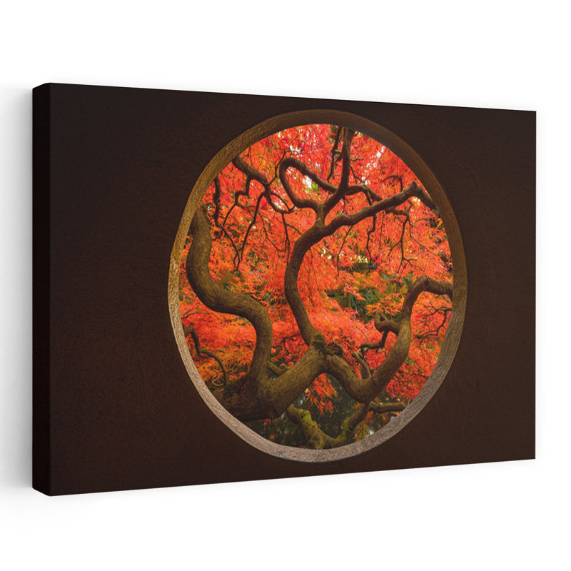 Art contemporain abstrait paysage paisible automne érable serein, H 16 po x l 24 po