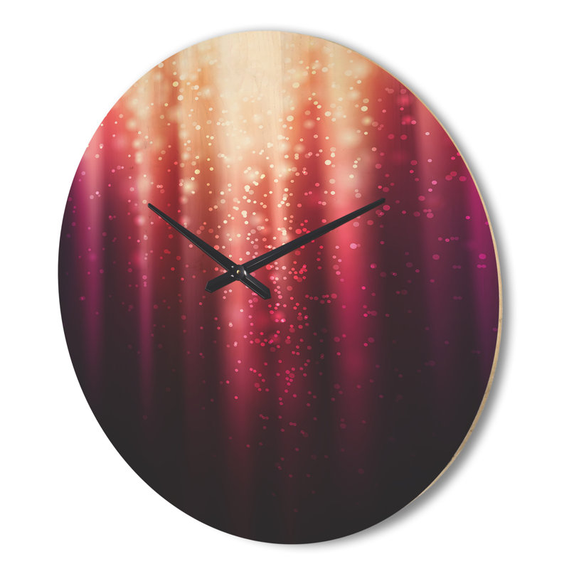 Mauve avec lumière magique - horloge murale moderne en bois, Très grand