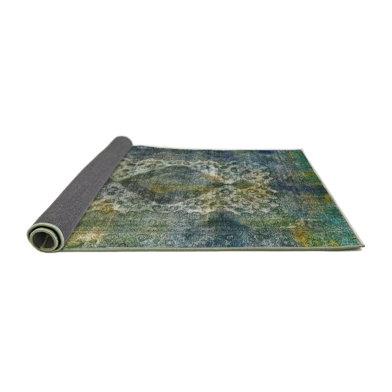 Tapis oriental vert / jaune / noir, Rond 4 pi