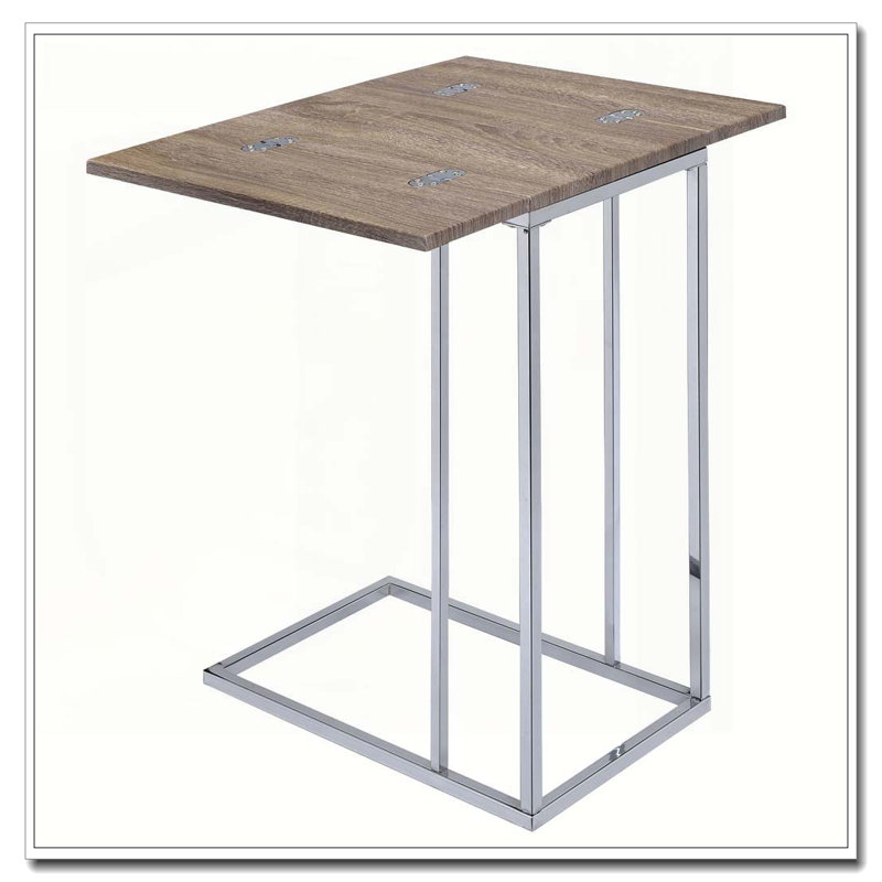 Weathered Oak and Chrome Side Table