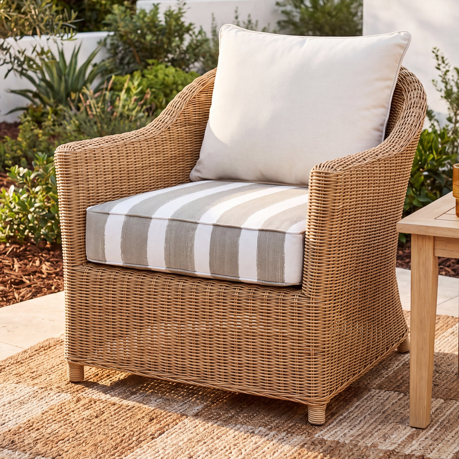 Gia Striped Outdoor Lounge Chair Cushion, 22.5" W x 22.5" D
