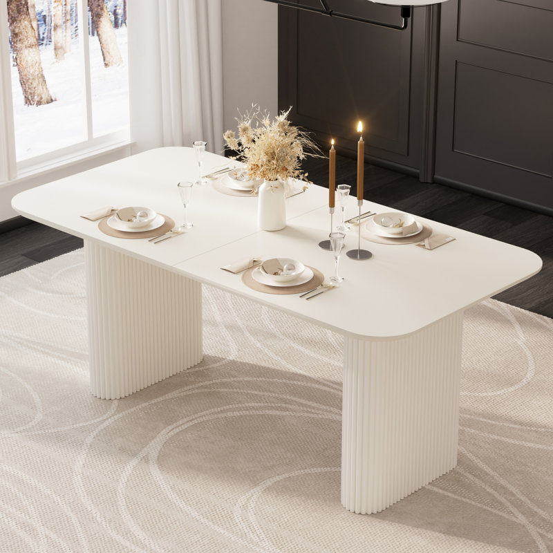 Table de salle à manger 70 po, Blanc, Blanc