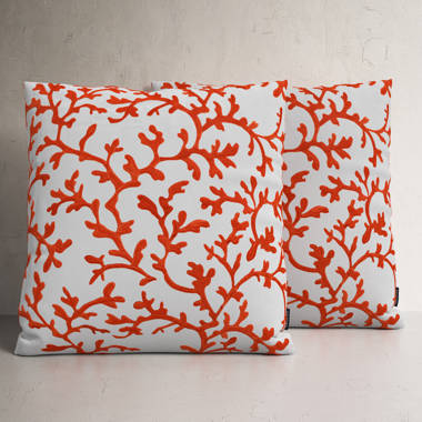 Red Coral Embroidered Pillow