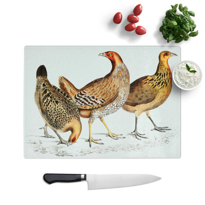 Glass Illustration of Hens by John Edward Gray Chopping Board