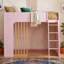 Lit mezzanine gain de place avec rangement, en bois MDF, rose moderne, idéal pour chambre d'enfant-539948482