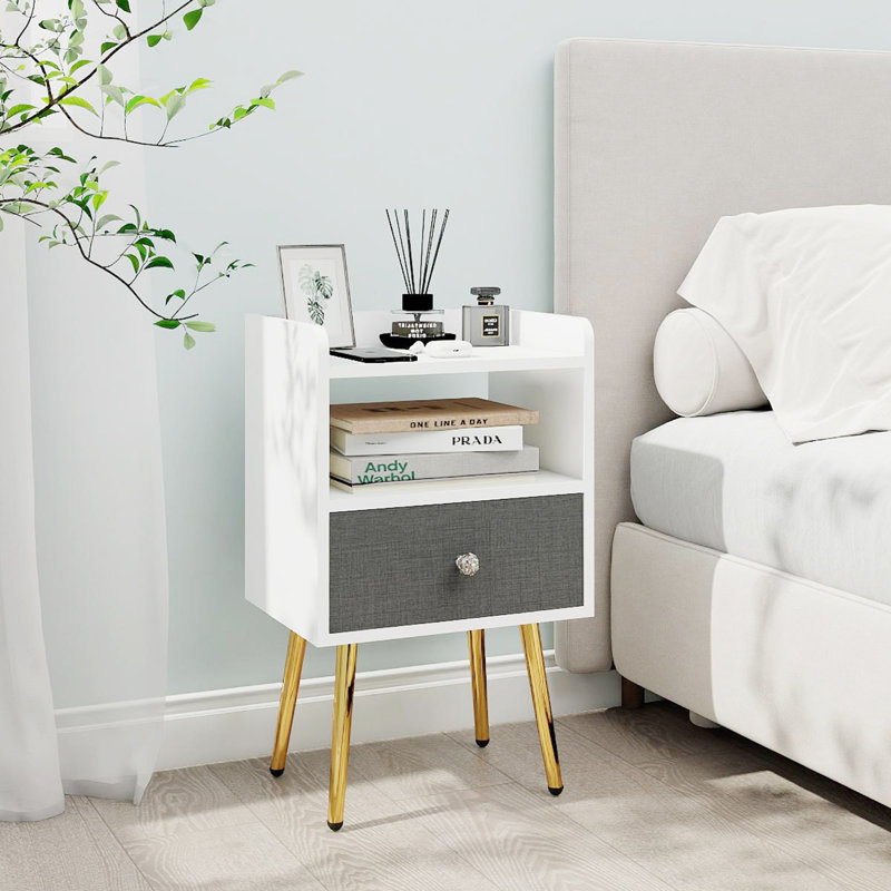 1 Drawer Bedside Tables With Storage || Metal Legs