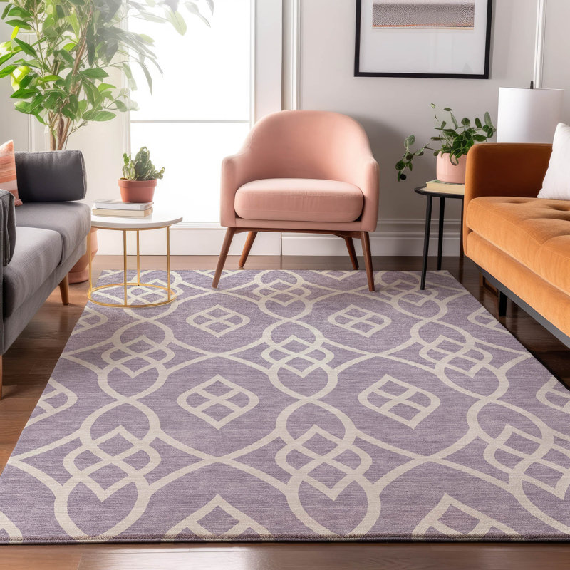 Tapis lavande Prisco lavable à la machine de qualité supérieure, Rectangulaire 3 pi x 5 pi