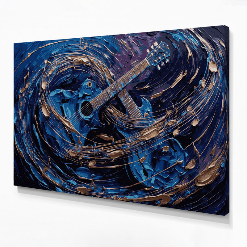 Art musical sur toile bleue, H 8 po x l 10 po