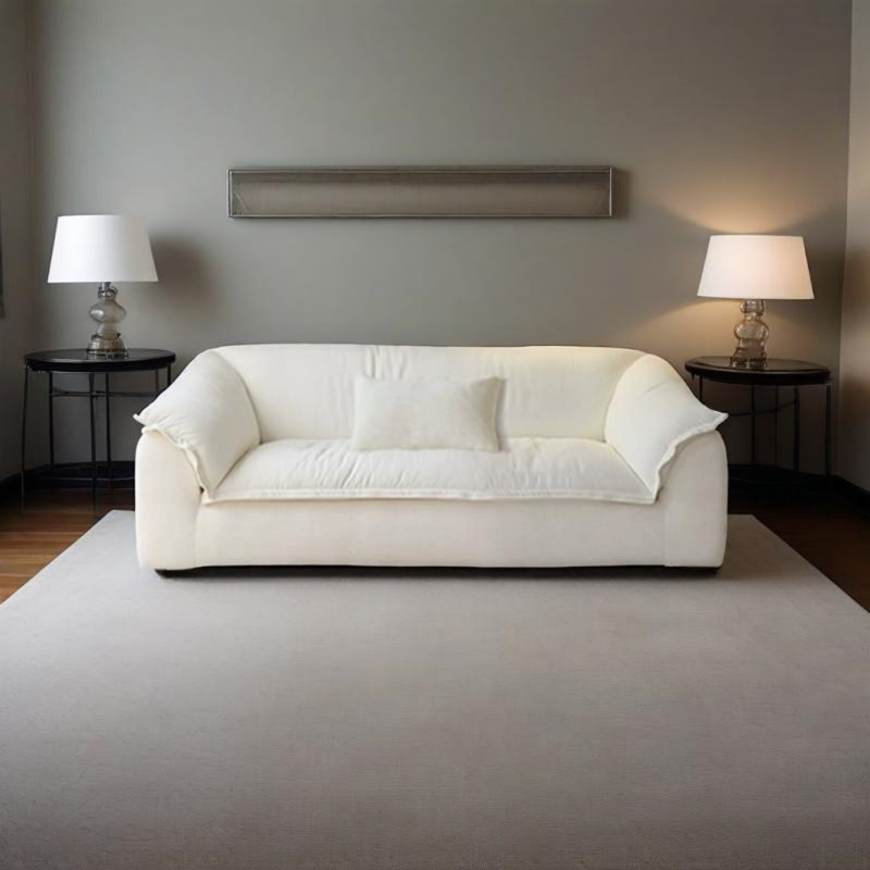 Canapé de salon droit en lin naturel, H 27,17 po x l 86,61 po x P 43,31 po, 3