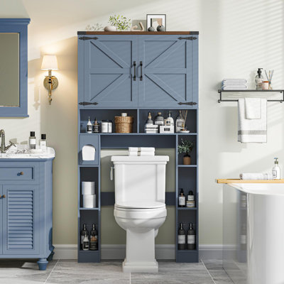 Over The Toilet Storage Cabinet With 2 Barn Doors