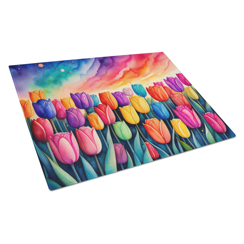 Planche à découper en verre Tulipes