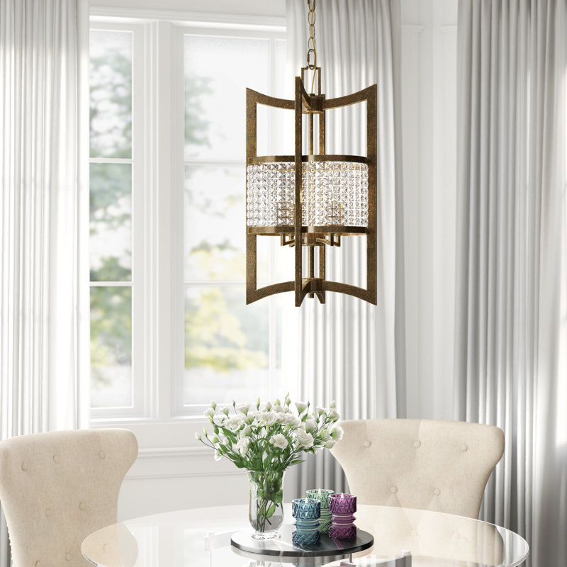 Belisle 4 - Light Dimmable Geometric Chandelier, Hand Painted Palacial Bronze, 26" H