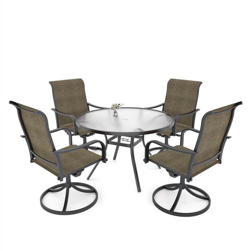 4 - Person 40" Round Patio Dining Set, Brown
