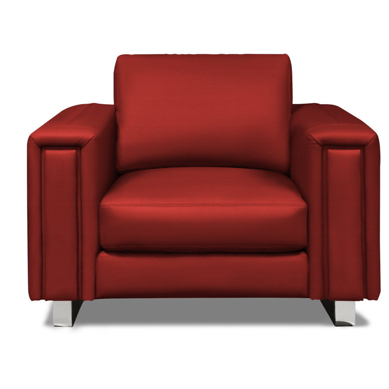Tribeca Leather Club Chair, Lipstick (Dreamer), Stainless Steel