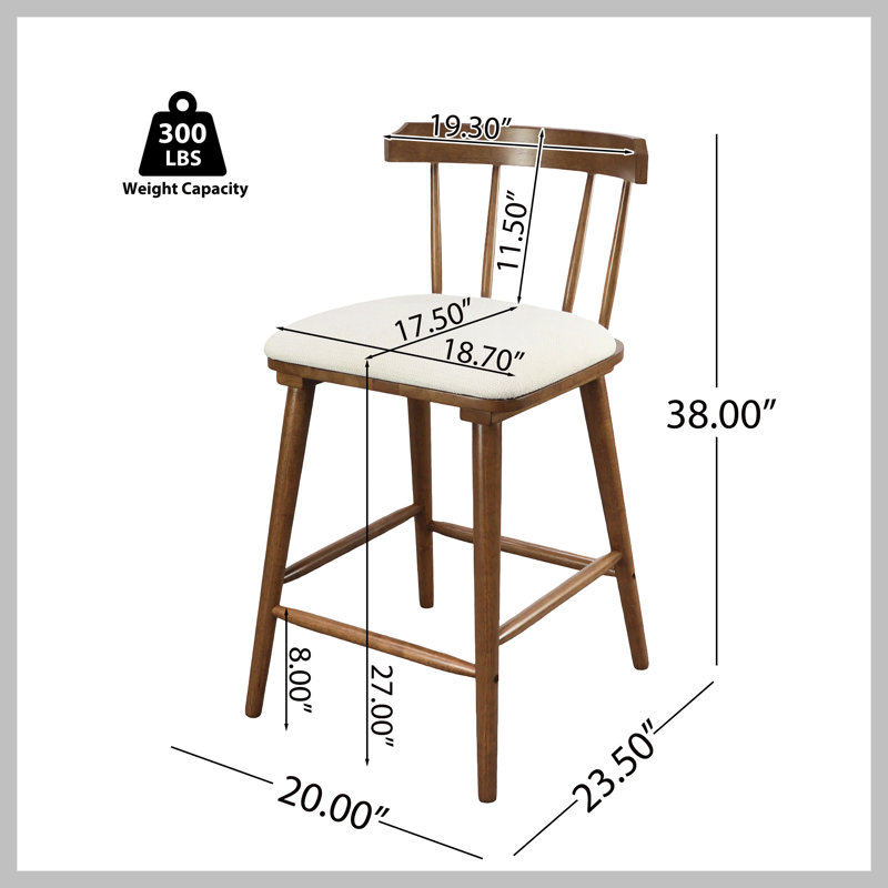 Ensemble de 4 tabourets de comptoir rembourrés en bois avec finition beige noyer Olivia, 4, Noyer
