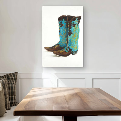 Blue Cowboy Boots - Metal Print for Home Decor | Stylish Art