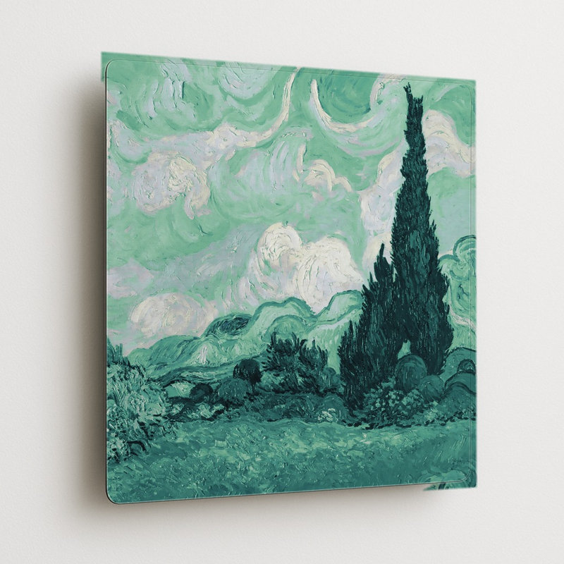 Champ de blé avec cyprès (1889) — Tableau carré mural en métal, 12" H x 12" W