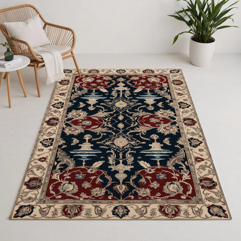 Tapis d'intérieur et d'extérieur noir Persian, Rectangle 9 pi x 12 pi