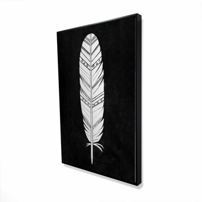 Toile de plumes amérindiennes - Décoration de chambre noire encadrée