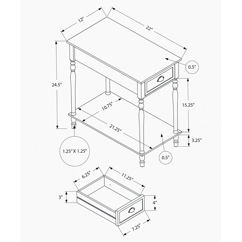 Table d'appoint, table d'appoint à 2 niveaux, table de bout, étroite, table de chevet, chambre à coucher, lampe, tiroir de rangement