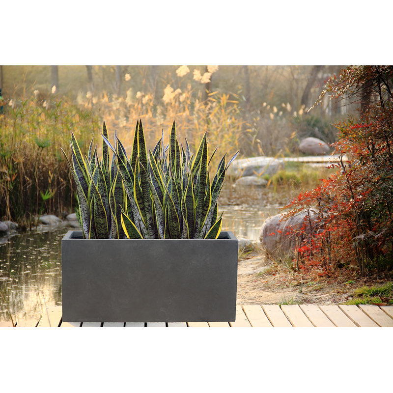 Fuller Handmade Planter Box, 12" H x 12" W x 23" D, Granite