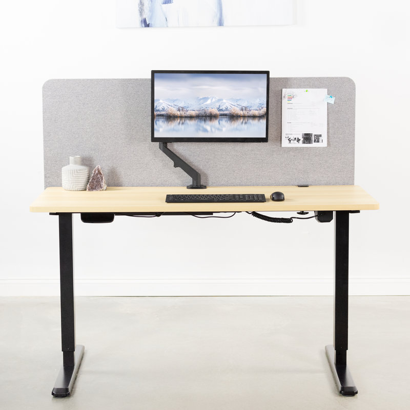 Gray Acoustic Clamp-on Desk Privacy Panel 60" x 24"