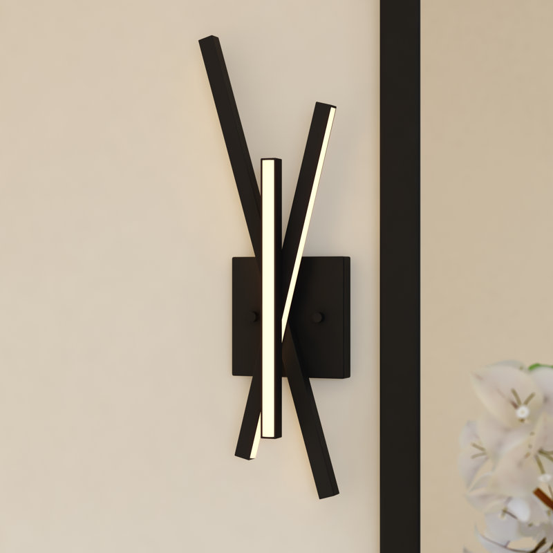 Barcelo Steel LED Armed Sconce, Matte Black