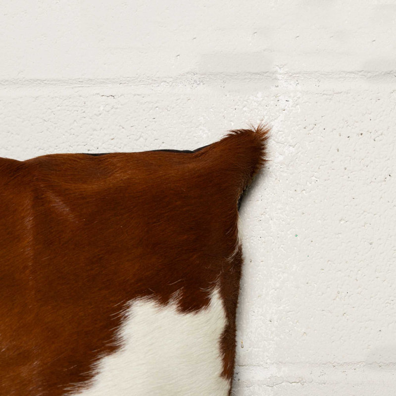 Brown and White Cowhide Throw Pillow Set