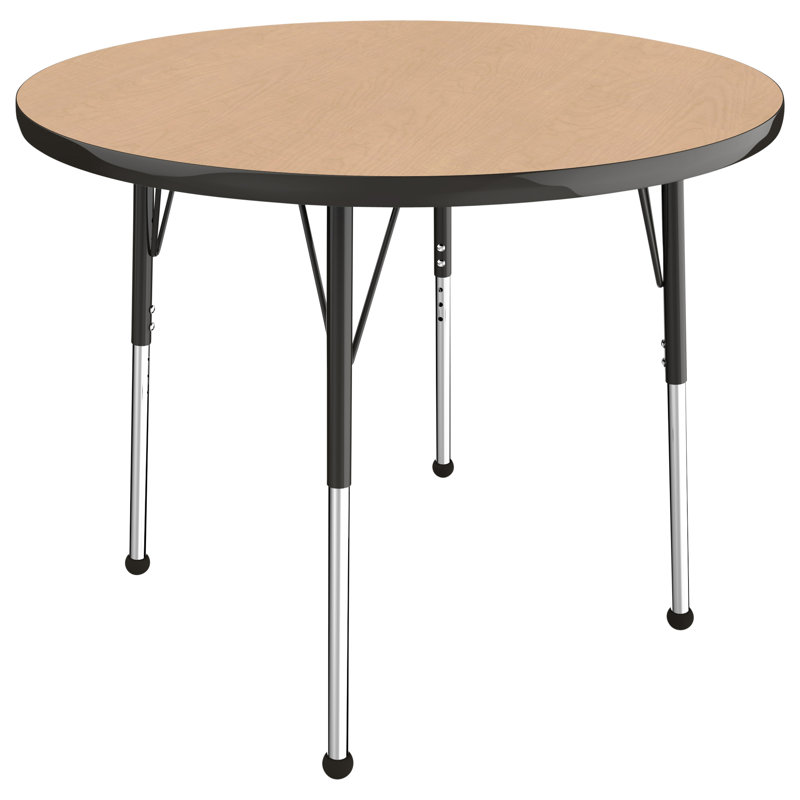 Table ronde à hauteur réglable, 36", Érable / noir, Standard Ball Glide