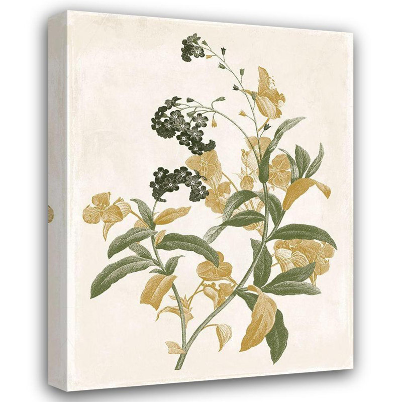 «Lark Manor ™», toile tendue sur toile Jace Gallery: fleurs vertes et dorées 2, H 47 po x l 36 po