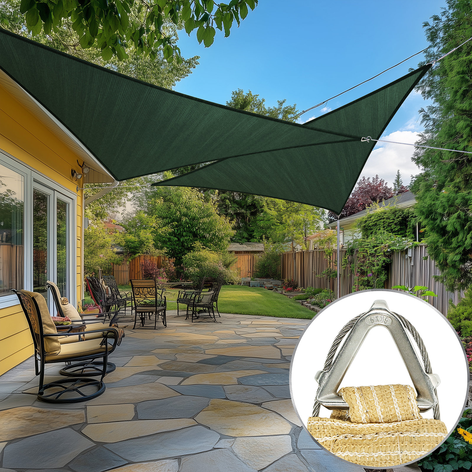 Amgo Pro Ring Triangle Sun Shade Sail 260 GSM Heavy Duty | Wayfair