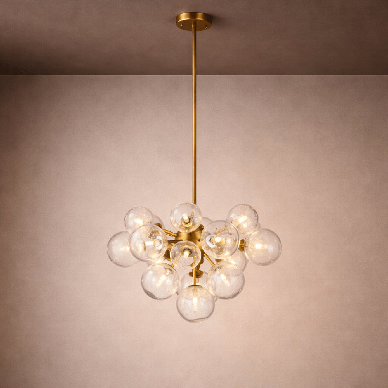 Orbit 19-Globe Aged Brass Chandelier