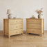 Ensemble de table de chevet / table de bout à 3 tiroirs en bois naturel, commode de 26,5 po de largeur pour chambre à coucher