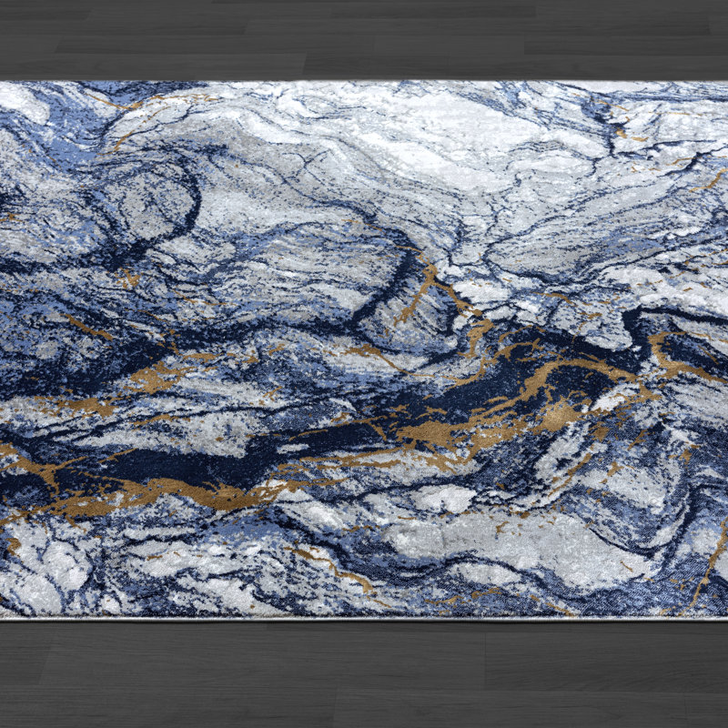 Blue and Gray Abstract 6' x 9' Area Rug