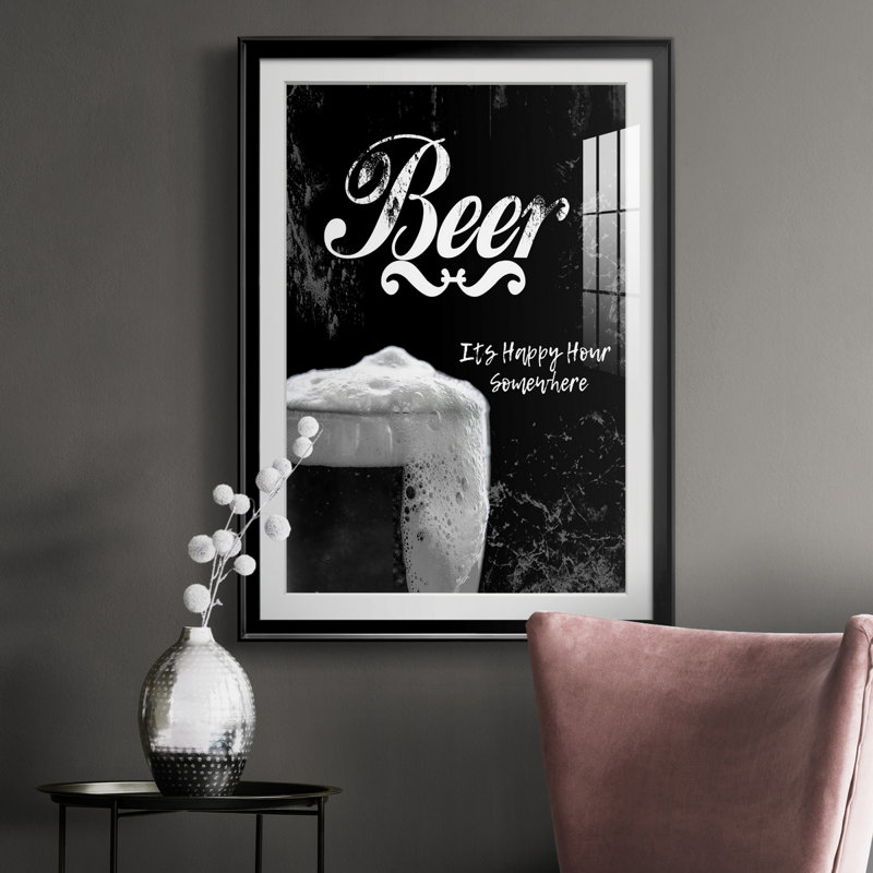 Beer - art textuel avec cadre photo, H 30,5 po x l 42,5 po x P 1,5 po, Noir
