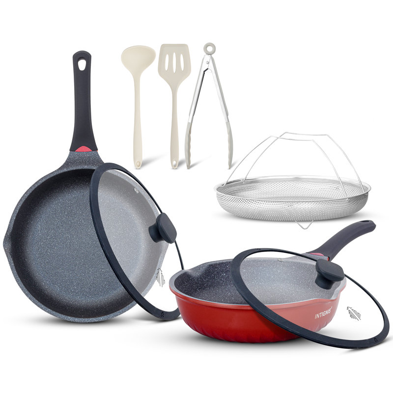 10 - Piece Non-Stick Aluminum Cookware Set, Red