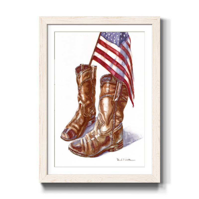 Cowboy bottes I - cadre photo, reproduction d'art sur papier, H 37,5 po x l 27,5 po x P 1,5 po, Blanc