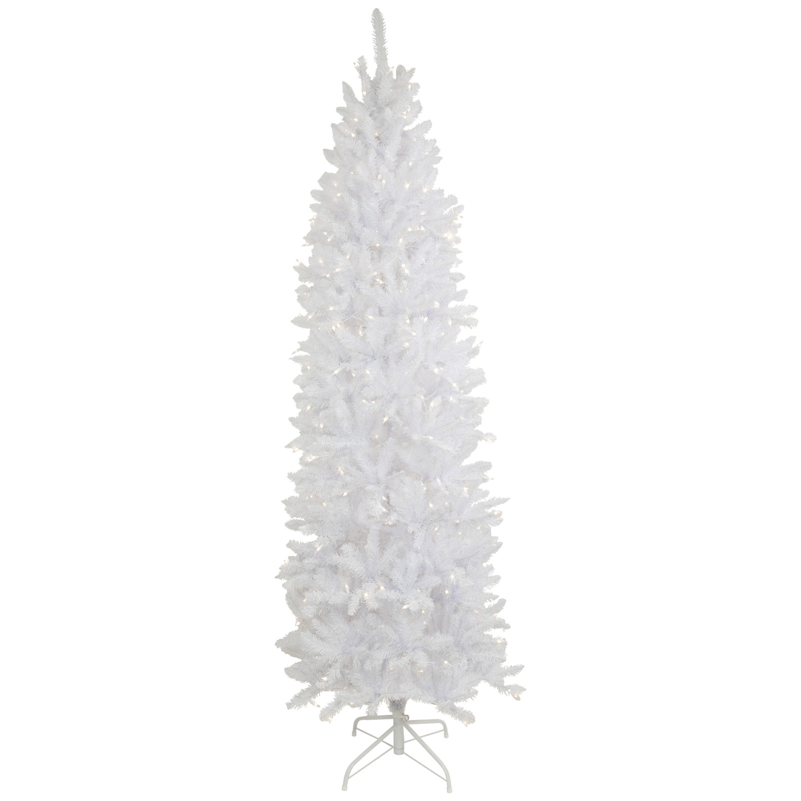 White Pre-Lit Pine Christmas Tree, 7.5' H
