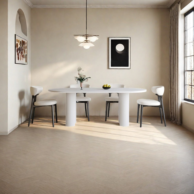 Table de salle à manger en bois massif de style français French Cream, H 29,52 po x L 70,86 po x l 35,43 po
