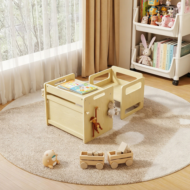 Ensemble de table et de chaises pour enfants avec rangement, table d'activités pour tout-petits en bois avec 1 chaise, table de jeu multifonctionnelle pour le dessin, la lecture, l'heure du goûter, pour les enfants de 2 à 6 ans