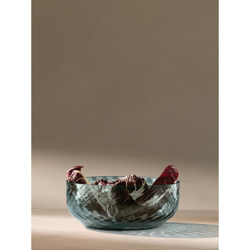 LSA International Dapple Glass Fruit Bowl, Water Blue