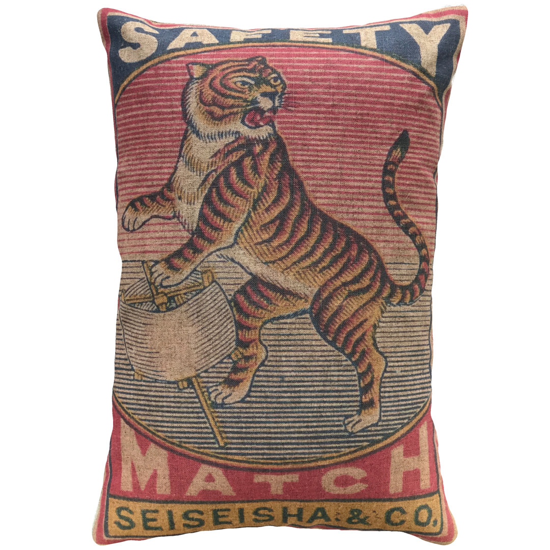 Tiger Linen Throw Pillow TheWatsonShop